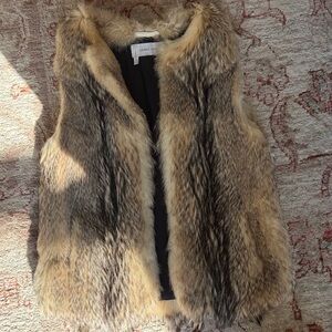 Derek Lam real fox Fur Vest in Brown and Tan